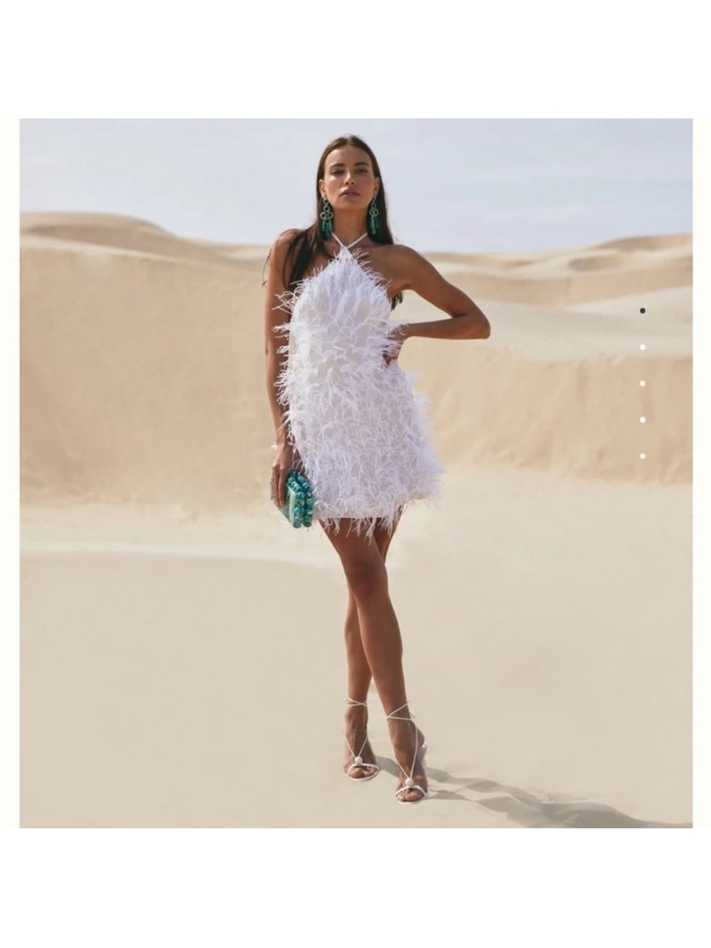 Cult Gaia Vale White Feather Halter Mini Dress